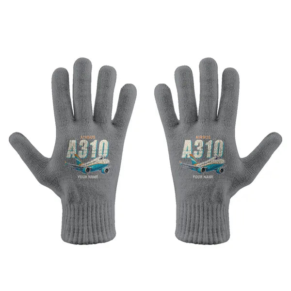 Airbus A310-300 - Gloves - Full - Cartoon + Name - Gray