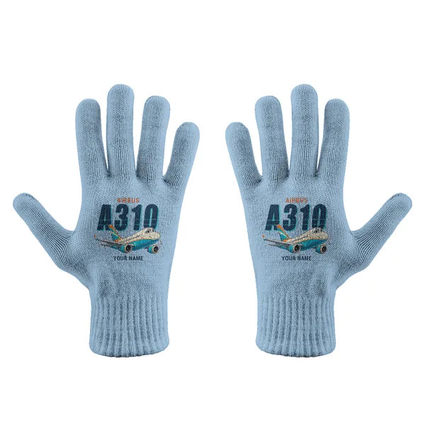 Airbus A310-300 - Gloves - Full - Cartoon + Name - Light Blue