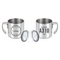 Thumbnail for Airbus A310-300 - Portable Mug - Tag + Name - Silver