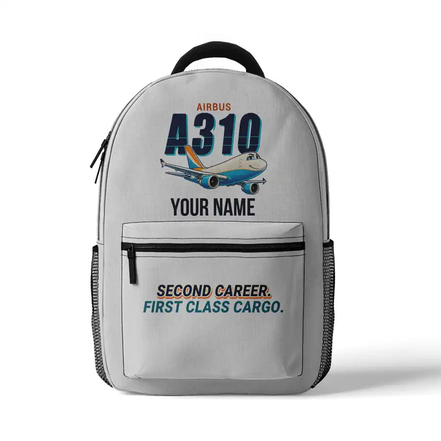 Airbus A310-300P2F - 3D Backpack - Cartoon + Name - White