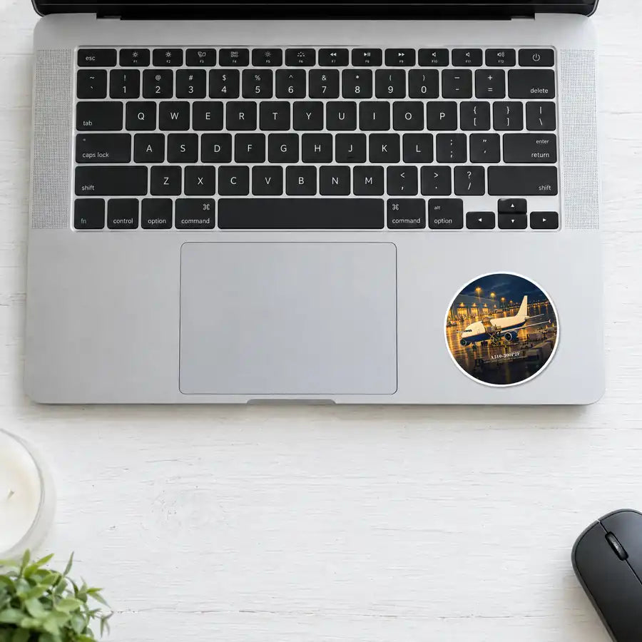 Airbus A310-300P2F - 3D + Name - Circle Sticker - Laptop