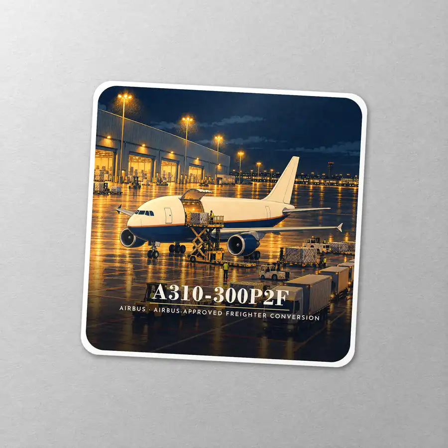 Airbus A310-300P2F - 3D - Square Sticker - Close-up