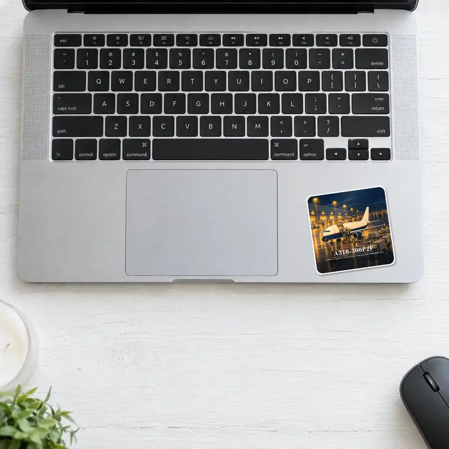 Airbus A310-300P2F - 3D - Square Sticker - Laptop