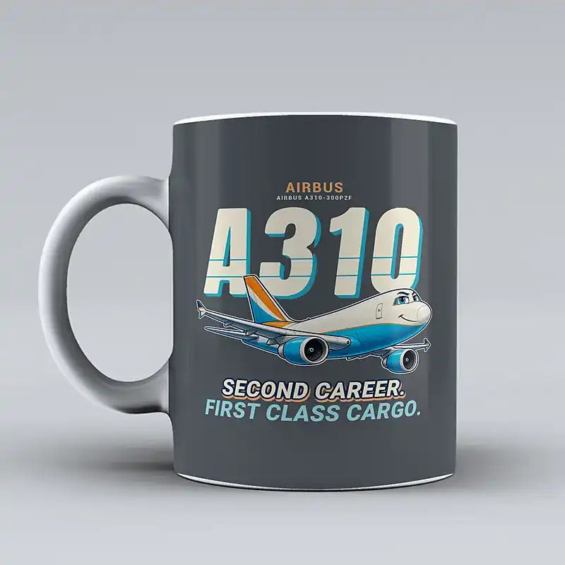 Airbus A310-300P2F - Cartoon - Mug - Gray