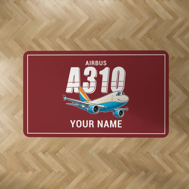 Airbus A310-300P2F - Cartoon + Name - Rectangle Carpet - Dark Red