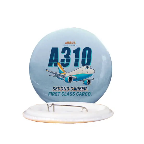 Airbus A310-300P2F - Cartoon - Pin - Light Blue
