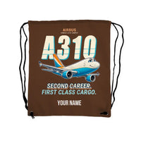 Thumbnail for Airbus A310-300P2F - Drawstring Bag - Cartoon + Name - Brown