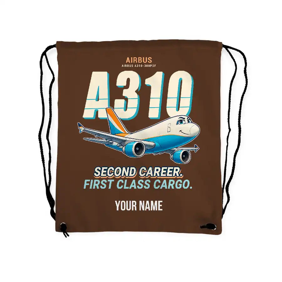 Airbus A310-300P2F - Drawstring Bag - Cartoon + Name - Brown