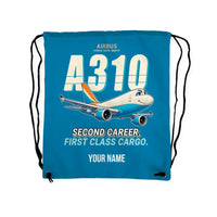 Thumbnail for Airbus A310-300P2F - Drawstring Bag - Cartoon + Name - Light Blue
