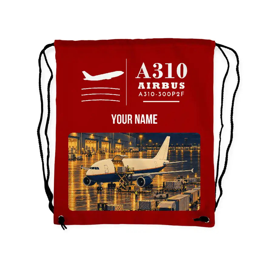 Airbus A310-300P2F - Drawstring Bag - Classic + Name - Red