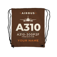 Thumbnail for Airbus A310-300P2F - Drawstring Bag - Heritage + Name - Brown