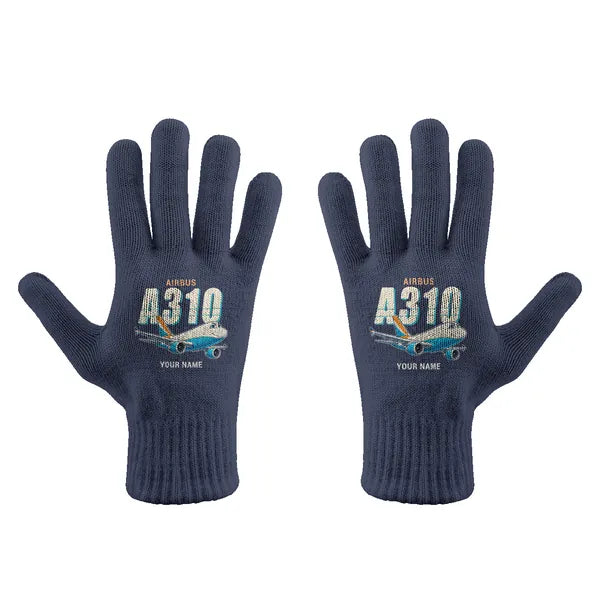 Airbus A310-300P2F - Gloves - Full - Cartoon + Name - Navy Blue