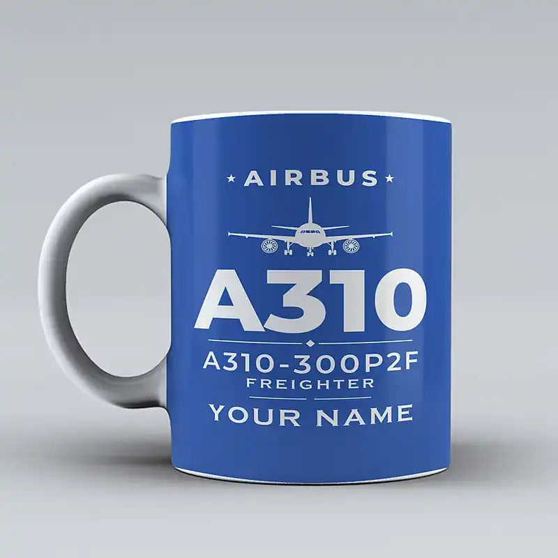 Airbus A310-300P2F - Heritage + Name - Mug - Blue