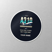 Thumbnail for Airbus A310-300P2F - Original + Name - Circle Sticker - Close-up