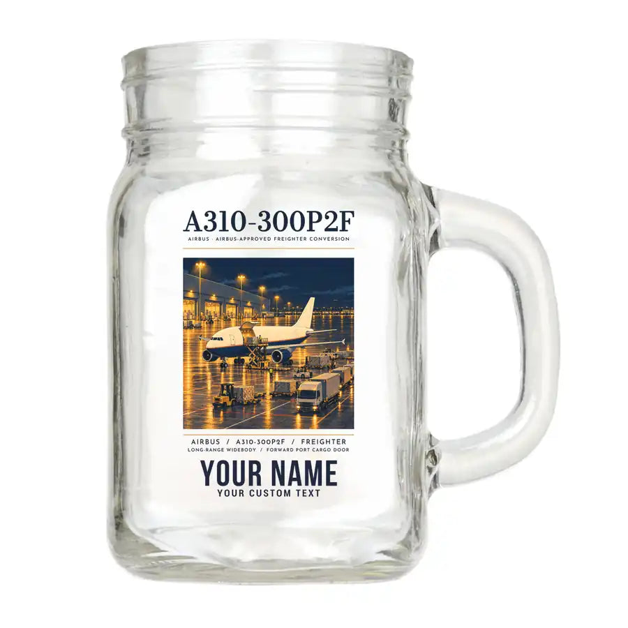 Airbus A310-300P2F - Poster + Name - Cocktail Glass (Mason Jar)