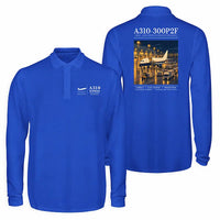 Thumbnail for Airbus A310-300P2F Premium Polo T-Shirts - Poster - Long Sleeve - Blue