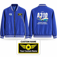 Thumbnail for Airbus A310-300P2F Stylish Jackets - Baseball Collar - Cartoon + Name - Royal Blue