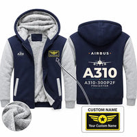 Thumbnail for Airbus A310-300P2F Zipped Sweatshirts - Heritage + Name - Navy & Gray