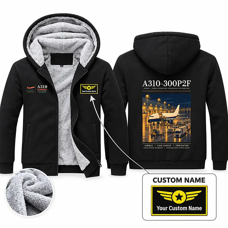 Airbus A310-300P2F Zipped Sweatshirts - Poster + Name - Black