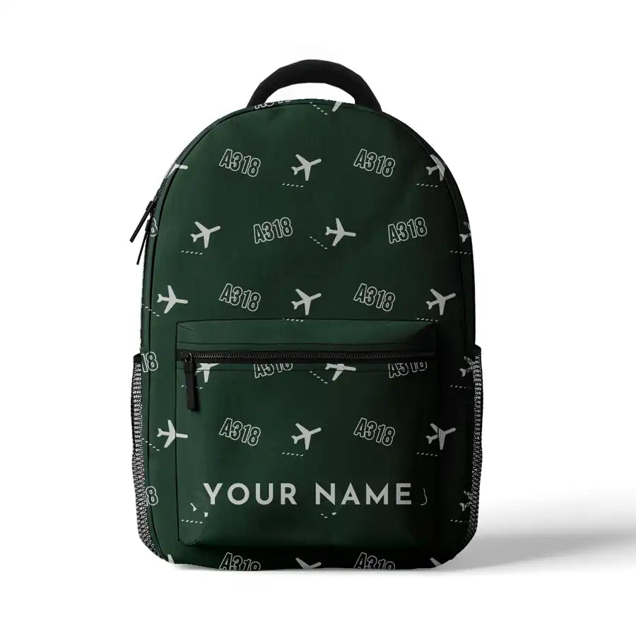 Airbus A318 - 3D Backpack - 3D Pattern + Name - Dark Green