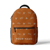 Thumbnail for Airbus A318 - 3D Backpack - 3D Pattern + Name - Orange