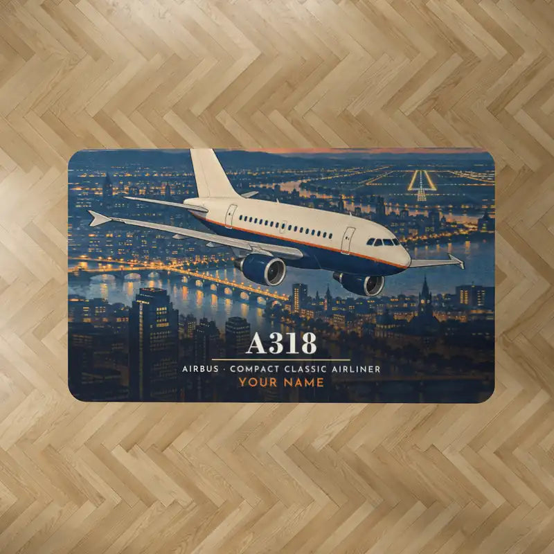 Airbus A318 - 3D + Name - Rectangle Carpet - Full Print