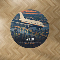 Thumbnail for Airbus A318 - 3D + Name - Round Carpet - Full Print