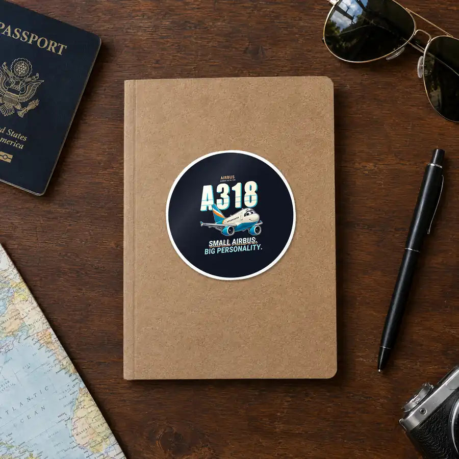 Airbus A318 - Cartoon - Circle Sticker - Notebook