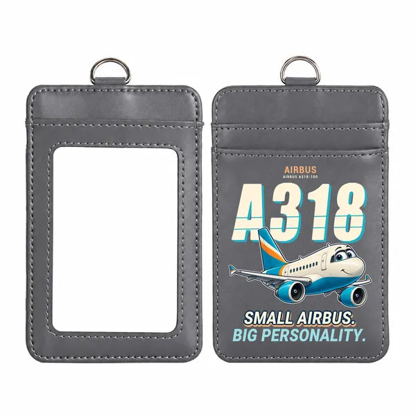 Airbus A318 - Cartoon - ID Card Holder - Gray