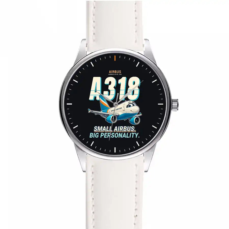 Airbus A318 - Cartoon - Leather Strap - White Leather Strap