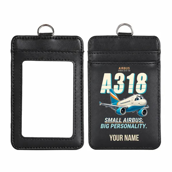 Airbus A318 - Cartoon - ID Card Holder - Black + Name