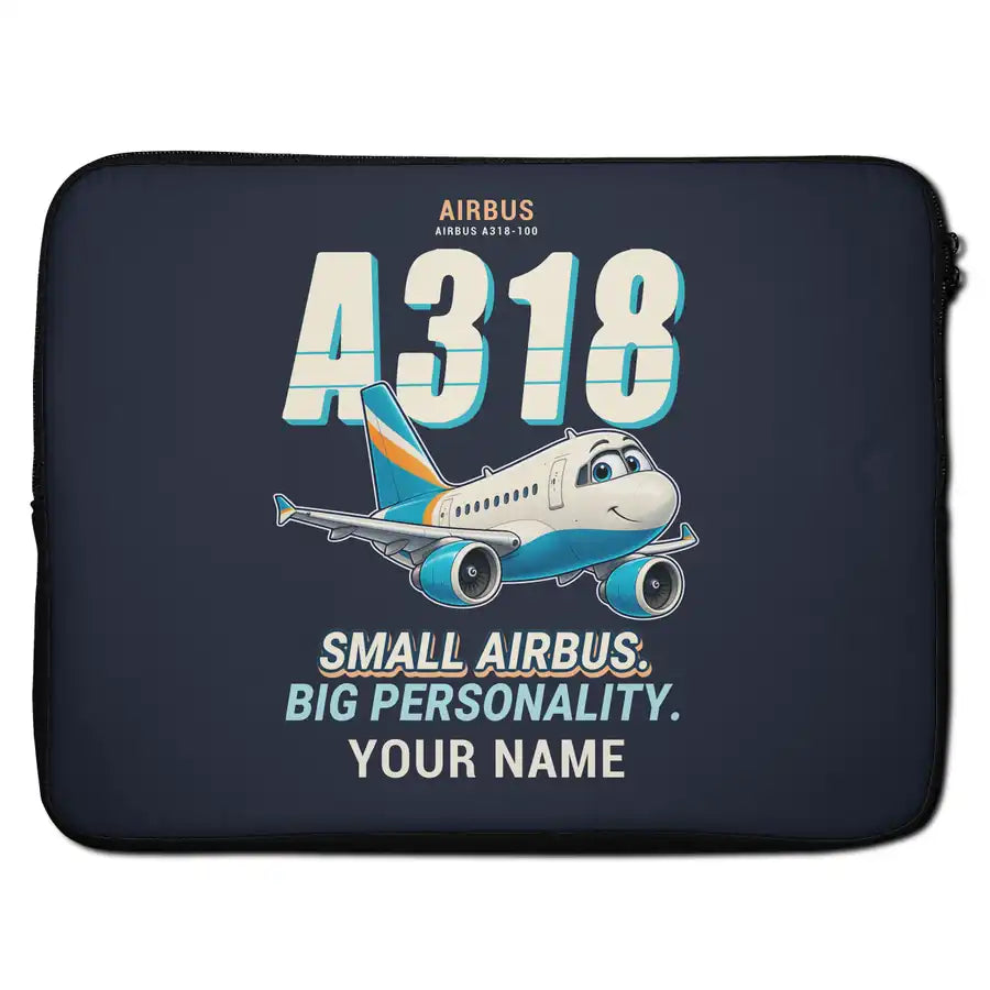 Airbus A318 - Cartoon + Name - Laptop Sleeve