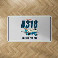 Thumbnail for Airbus A318 - Cartoon + Name - Rectangle Carpet - Light Gray