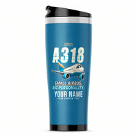 Thumbnail for Airbus A318 - Cartoon + Name - Stainless Steel (No Holder) - Light Blue