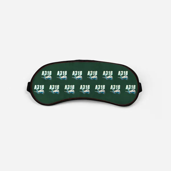 Airbus A318 - Cartoon Pattern - Sleep Mask - Dark Green