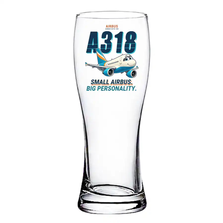 Airbus A318 - Cartoon - Pilsner Beer Glass