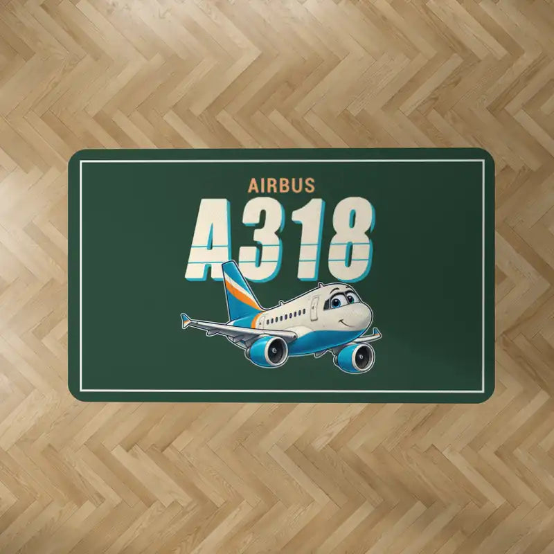 Airbus A318 - Cartoon - Rectangle Carpet - Dark Green
