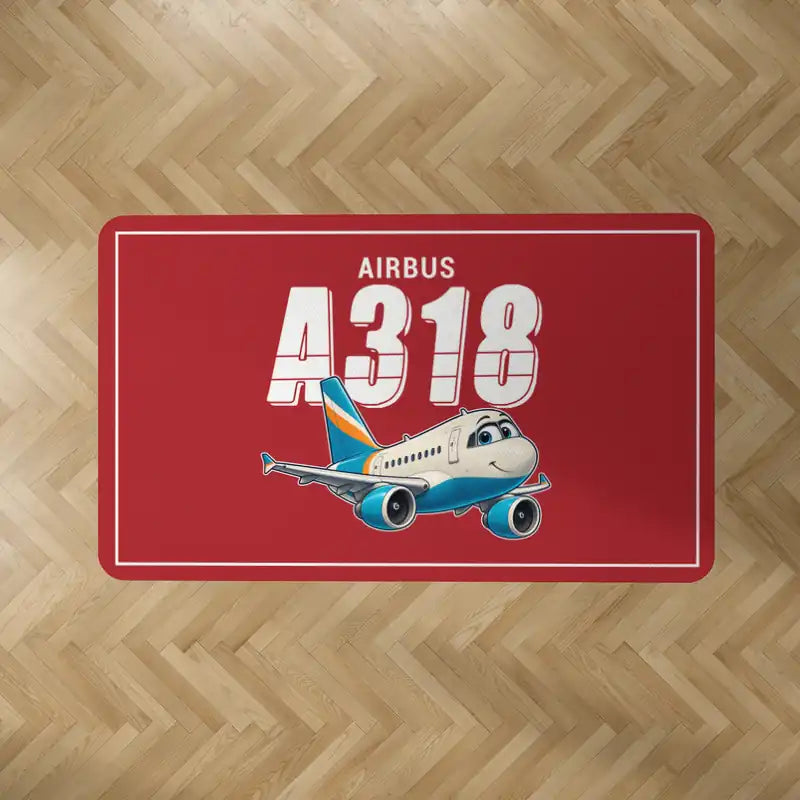 Airbus A318 - Cartoon - Rectangle Carpet - Red