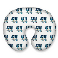 Thumbnail for Airbus A318 - Cartoon Seamless - Travel Pillow - White