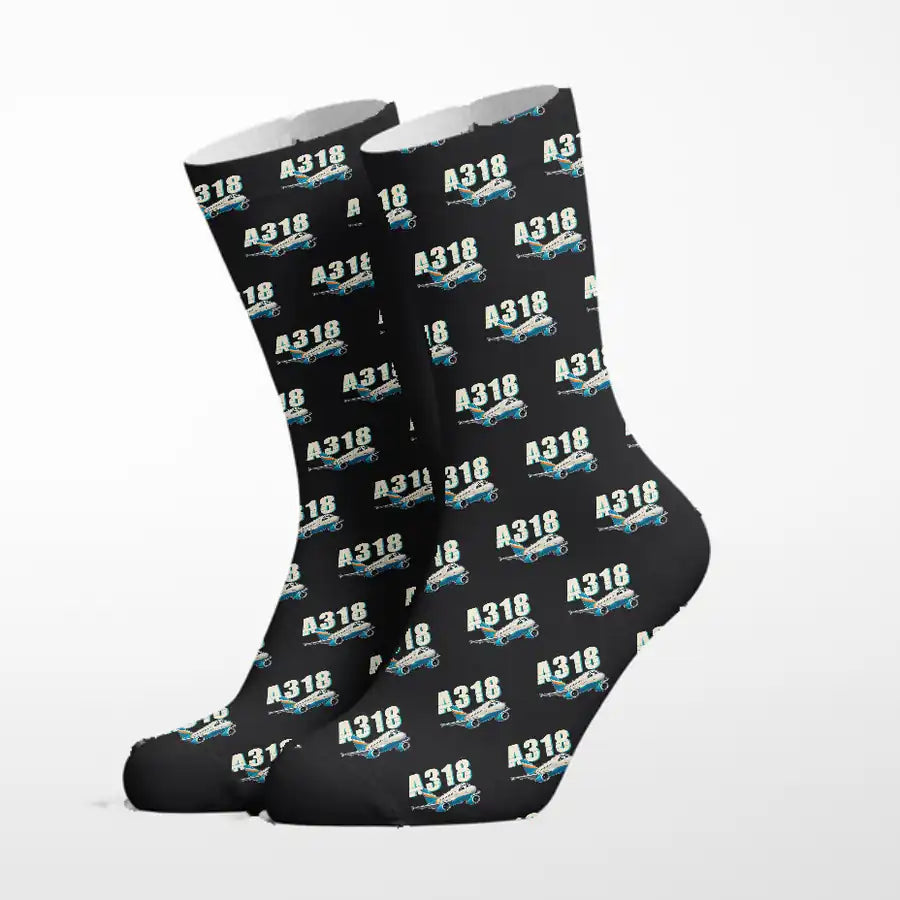 Airbus A318 - Cartoon - Socks - Black