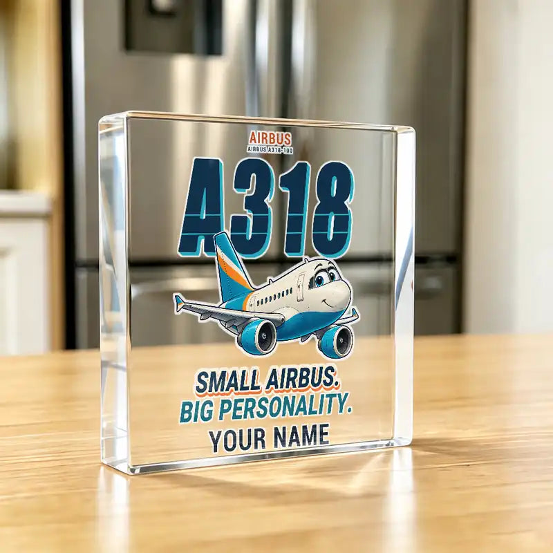 Airbus A318 - Crystal Ornament - Cartoon + Name - Kitchen