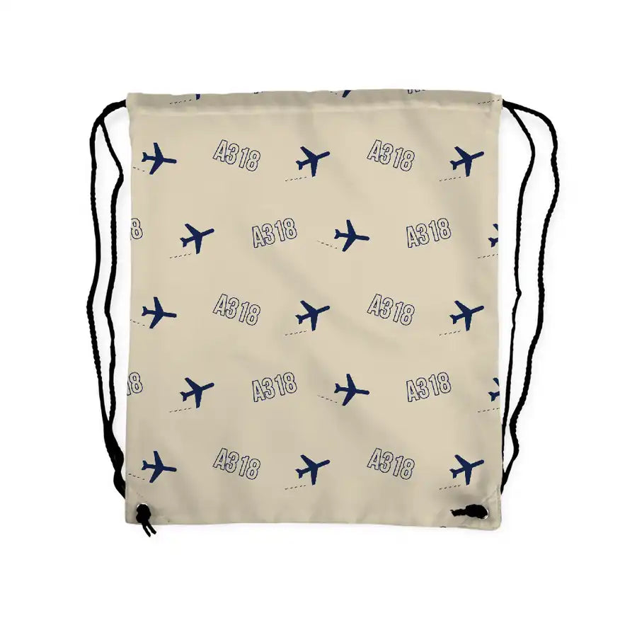 Airbus A318 - Drawstring Bag - 3D Pattern - Beige