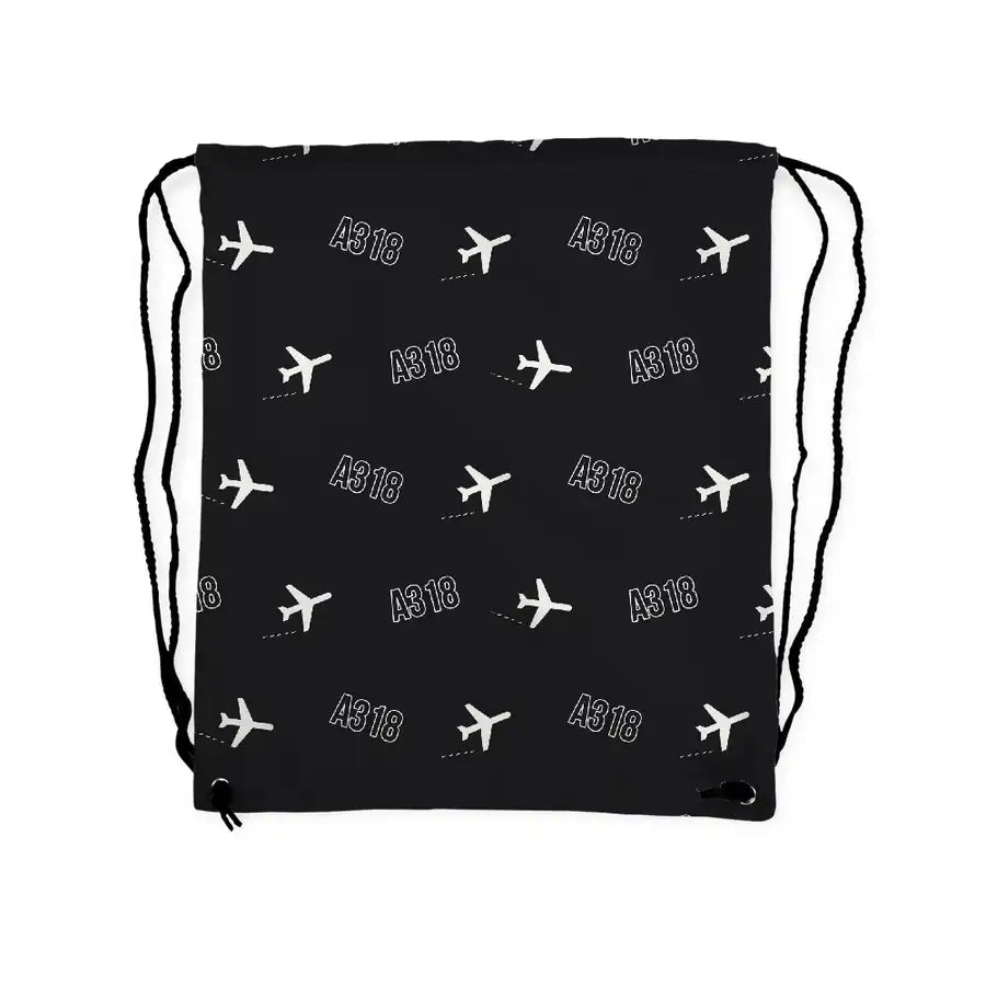 Airbus A318 - Drawstring Bag - 3D Pattern - Black