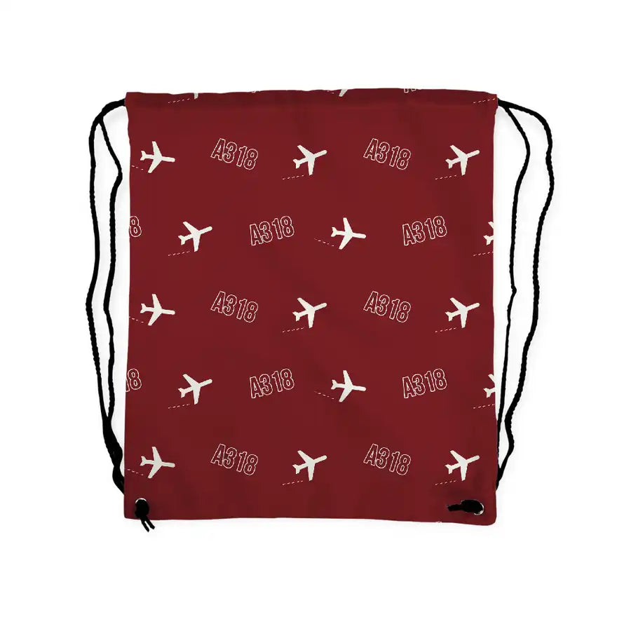 Airbus A318 - Drawstring Bag - 3D Pattern - Dark Red