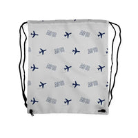 Thumbnail for Airbus A318 - Drawstring Bag - 3D Pattern - Light Gray