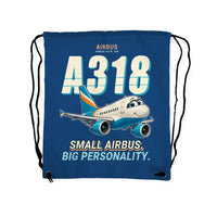 Thumbnail for Airbus A318 - Drawstring Bag - Cartoon - Blue