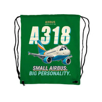 Thumbnail for Airbus A318 - Drawstring Bag - Cartoon - Green