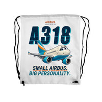 Thumbnail for Airbus A318 - Drawstring Bag - Cartoon - White