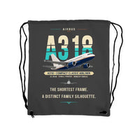 Thumbnail for Airbus A318 - Drawstring Bag - Original - Gray