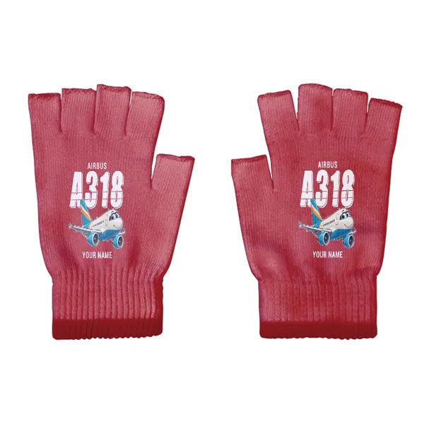 Airbus A318 - Gloves - Cut - Cartoon + Name - Red